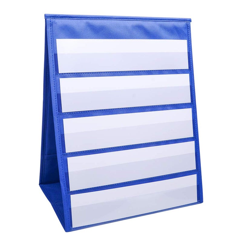 WIWAPLEX Double Sided Desktop Pocket Chart, 17 x 13inch Self-Standing Tabletop Desktop Pocket Chart with Bonus 20 Dry Erase Cards for Classroom/Home/Office - Image 1